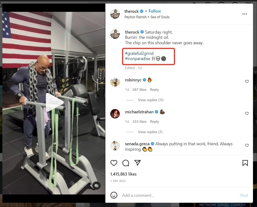 instagram video ot @therock